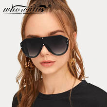 Gafas de sol de aviación de gran tamaño para mujer, lentes de sol de diseño de marca futurista con marco grande, planas, una pieza, S016 2024 - compra barato