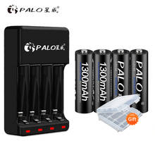 PALO-cargador de batería inteligente LED USB para Ni-Mh, pilas recargables AA y AAA de ni-cd, 4 baterías recargables AA de 1,2 V y 1300mAh 2024 - compra barato