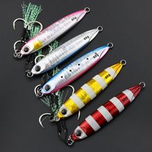 Castfun iscas de pesca em mar, 20g, 40g, 60g, 1 peça, com gancho duplo, isca para jigging, esmagamento, pesca lenta, olhos 3d, brilho, zebra, cores misturadas 2024 - compre barato