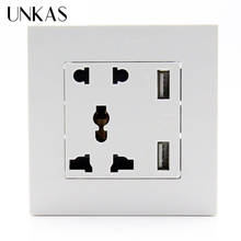 UNKAS New Arrival Direct Manufacturer 1pcs Double USB Port Electric Wall Charger Dock Socket Power Outlet Panel Plate Newest 2024 - buy cheap