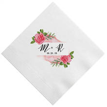 Custom Floral Napkins, Personalized with initials, Housewarming Gift, Wedding, Shower, Floral Initials, any text Logo 2024 - buy cheap
