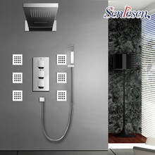 SENLESEN-Juego de ducha termostática, grifo de ducha cromado, cuatro modos de agua, cabezal termostático de latón, ducha trasera de agua de mano 2024 - compra barato