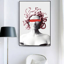 Escultura de Medusa Vaporwave para decoración, pintura en lienzo para pared, imagen artística para sala de estar 2024 - compra barato
