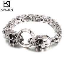 Kalen  Charm Black Gold Silver Color Chain Punk Skull Stainless Steel Link Men Bracelet Fashion Jewelry 2024 - buy cheap