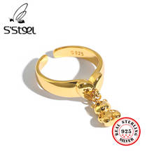 Ssteel aço bonito anel 925 prata esterlina para as mulheres coreano urso ouro abertura anéis anillo de plata de ley 925 mujer jóias finas 2024 - compre barato