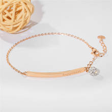 Trendy Stainless Steel Zircon Silver Rose Gold Color Elegant Pendant Charm Chain Bracelet Vintage Bracelets Jewelry for Women 2024 - buy cheap