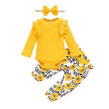 Ropa Para niña pequeña, Pelele de manga larga amarillo de 0 a 18 meses, trajes con estampado Floral para niña pequeña, conjunto de primavera para niña recién nacida 2024 - compra barato