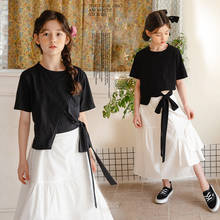 Girls Dress Sets Summer Fashion Irregular T-shirt Skirt Two-piece Kids School Casual Short Sleeve Outfits 12 Y Children Clothing 2024 - buy cheap