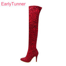  Winter New Fashion Leopard Red Brown Women Thigh High Boots High Heels Lady Shoes EY090 Plus Big Small Size 10 32 43 45 48 2024 - buy cheap