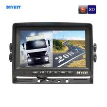 DIYKIT-Monitor de coche de Vista trasera con pantalla IPS de 7 ", soporte para cámara AHD de 960P, compatible con tarjeta SD, grabación de vídeo, pantalla de dos cámaras, imagen 2024 - compra barato