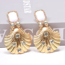 Wholesale Gold Metal Dangling Drop Earrings Studded With Crystals Fine Rhinestone Pendientes Jewelry Accessories For Women 2024 - buy cheap