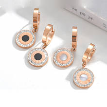 Round Shell Earrings Zircon Stud Earrings for Women Original Quality Roman Numerals Earings Statement Korean Jewelry Z422 2024 - buy cheap