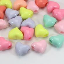 50 cuentas de poni de colores Pastel variados, corazón acrílico, 15mm, pulseras artesanales para niños, Kandi 2024 - compra barato