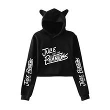 Julie and The Phantoms Crop Top Hoodie Hip Hop Streetwear Kawaii Cat Ear Cropped Short Sweatshirt Hooded Pullover Women Tops 2024 - buy cheap