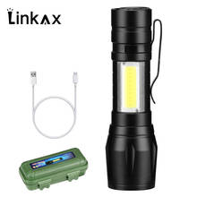 Newest USB Charging XPE+COB LED Flashlight Lamp Torch With Clip 3 Mode Zoomable Lamp Built in Battery with Box For Gift Light 2024 - buy cheap