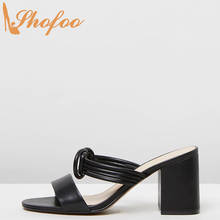 Black High Chunky Heels Women Sandals Open Toe Narrow Band Slip On Large Size 13 15 Ladies Summer Fashion Mature Shoes Shofoo 2024 - buy cheap