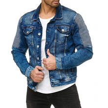 2019 Autumn Winter Casual Slim Mens Denim Jacket Fashion Fold Sleeve Bomber Jacket Men High Quality Cowboy Men's Jean Jackets 2024 - buy cheap