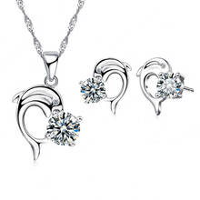 Colgante de diseño de delfín para mujer, joyería fina de Plata de Ley 925, collar, pendientes para mujer, conjunto de regalos de boda 2024 - compra barato
