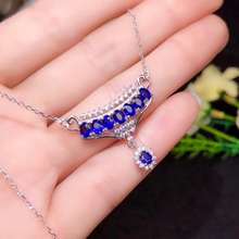 100% Natural Real Sapphire Necklace Natural Pendant Solid S925 Sterling Silver For Women Pendant 2024 - buy cheap