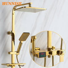 Bathroom Shower Set HUNNISE Digital Shower System Rainfall Shower Head Brass Bathtub Faucet Gold Thermostatic Shower Mixer Set 2024 - buy cheap
