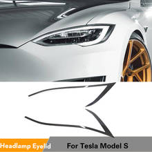 Сухие брови из углеродного волокна для фар Tesla Model S 2016-2020, наклейка для век из чистого углеродного волокна, украшение, протектор для отделки 2024 - купить недорого