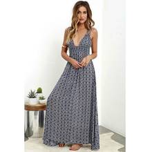 Ziy-Vestido largo bohemio con tirantes finos para mujer, vestido estampado con escote en V, Espalda descubierta, para playa y fiesta de verano 2024 - compra barato