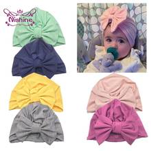 Nishine Solid Color Newborn Baby Girls Bowknot Hats Infant Toddler Elastic Beanie Caps Princess Headwear Kids Accessories 2024 - buy cheap