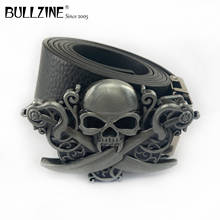 Bullzine zinc alloy retro Skull belt buckle jeans gift belt buckle Free PU belt FP-02269 drop shipping 2024 - buy cheap