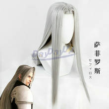 FF VII 7 Remake Sephiroth Sliver Straight Long Heat Resistant Cosplay Synthetic Hair Halloween Party Carnival + Free Wig Cap 2024 - buy cheap