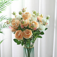 Ramo pequeño de flores artificiales de seda, peonías de 66cm, decoración de boda, fiesta en casa, Primavera 2024 - compra barato