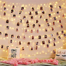 Wooden Photo Clip Fairy Lights Garland battery-powered LED Light String Birthday Party Wedding Christmas Room Home Decorations 2024 - compre barato