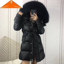 Abrigo de pato con capucha para mujer, chaqueta Coreana de piel de mapache Real, Plumífero doble, Hiver, LW2090, 20% 2024 - compra barato