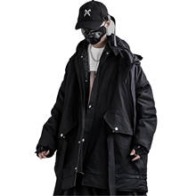 Casaco com capuz longo preto quente de inverno masculino streetwear 2024 - compre barato