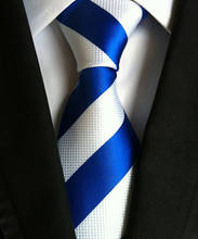 Corbata tejida a mano de alta calidad, corbata azul con rayas blancas, 8cm, nuevo diseño 2024 - compra barato