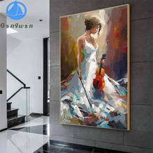 Arte Abstracto bordado de diamantes 5D DIY, hermosa mujer que toca el violín, imagen de pintura de diamantes, mosaico de punto de cruz 2024 - compra barato