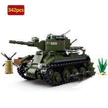 Brinquedo de blocos de construção de brinquedo, série militar de guerra mundial com lâmpada russa, tanque de cavalaria, arma soldada, modelo diy, presentes 2024 - compre barato