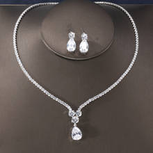 RAKOL New Fashion Luxury AAA Zircon Water Drop Shape Necklace Earrings jewelry Set for Women Party wedding Dress Accessories 2024 - buy cheap