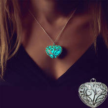 2020 New Silver Color Luminous Hollow Heart Pendant Necklace Vintage Glow in the Dark  Necklaces   For Women Men Jewelry Gifts 2024 - buy cheap