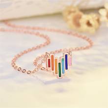 Moda colar temperamento feminino hyuna arco-íris amor colares feminino colorido coração-em forma de clavícula corrente colar jóias 2024 - compre barato