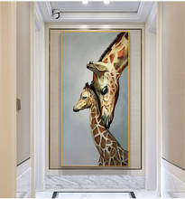 Pintura em tela para parede de animal nórdico, arte, girafa, poster artístico, impressões, imagens para parede, sala de estar, decoração de casa 2024 - compre barato