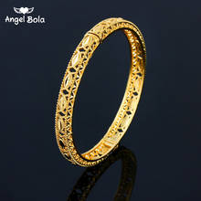 Dubai India Africa Gold Color Bangles for Women Gold Lattice Muslim Turkish Bangles&Bracelet Girls Women Hand Jewelry Arab Gift 2024 - buy cheap