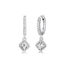 Square Sparking Hoop Earrings For Women Clear CZ Earring Hoops Sterling Silver Jewelry Woman DIY Fashion Jewelry Party Earrings 2024 - buy cheap