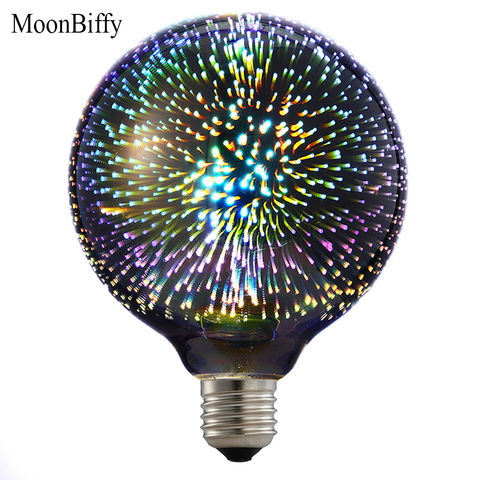 1Pc Wholesale Dropshipping MOONBIFFY Led Light Bulb 3D Decoration Bulb 110V 220V ST64 G95 G80 G125 A60 E27 Holiday Lights 2022 - buy cheap