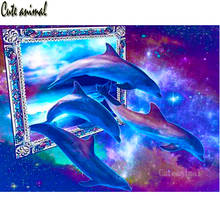 Diamond Painting Dolphin animal abstract starry sky Cross Stitch full Drill square diamond mosaic rhinestone diamond embroidery 2024 - buy cheap