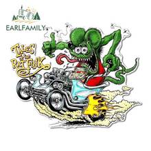 EARLFAMILY 13cm x 10.6cm Cartoon Car Sticker FOR RAT FINK Vinyl Decal Anime Car Styling Waterproof Window Accessories 2024 - buy cheap