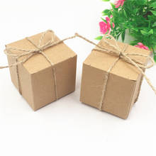 12 шт./лот коричневый маленький куб крафт-бумажные коробки для сладких яиц пирожное печенье пакет подарочные ящики для хранения контейнеров с пеньковые нитки 2024 - купить недорого
