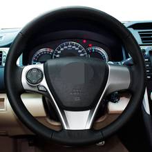 Capa de volante de carro preta de couro genuíno costurada à mão para toyota venza 2010-2018 camry (us) 2010-2018 2024 - compre barato