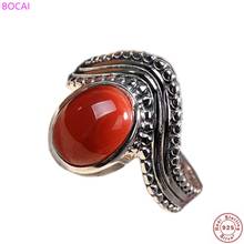 BOCAI Real S925 Sterling Silver Adjustable Rings for Women Popular Antique South Rutile Hand ornaments Pure Argentum Gem Jewelry 2024 - buy cheap