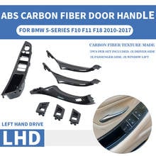 Acabamento interior para bmw série 5, f10 f11, direção do lado esquerdo, interior do carro, fibra de carbono, peças para o lado esquerdo, porta-objetos e painel regulador lateral, puxadores no interior da porta 2024 - compre barato