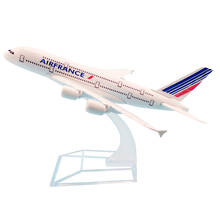 Avión A380 de aleación de Metal para niños, modelo AirFrance Airbus 380, modelo de avión de las líneas móviles con soporte, 16cm 2024 - compra barato